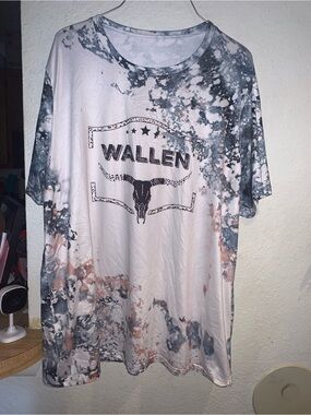 Men's Tie-Dye Graphic Short Sleeve Shirt - White & Gray with Brown Accents